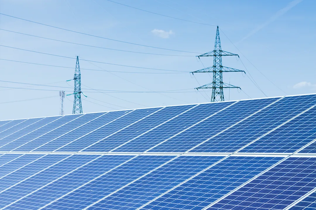 solar panels and towers